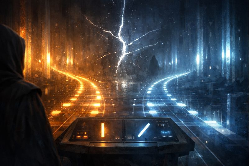 Split pathway of light with two competing rhythms