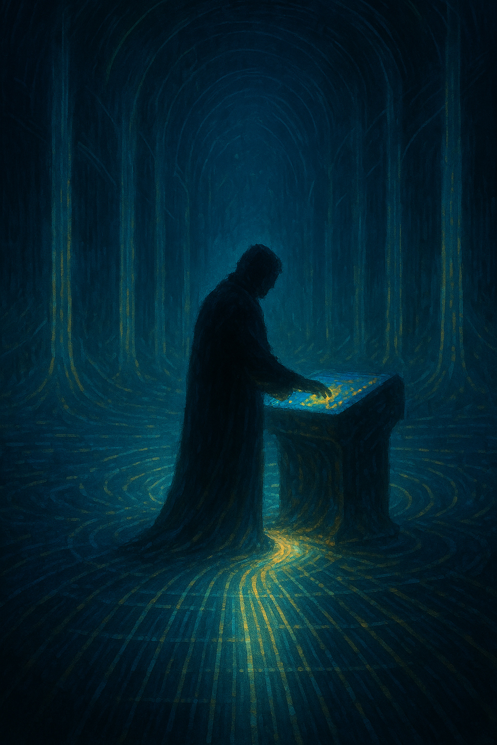 Luminous pathway through trees